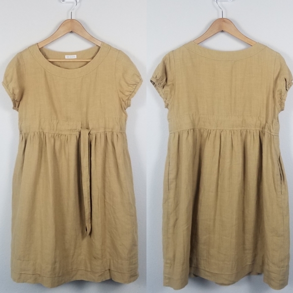 Bulle De Savon Tan Hemp Knee Length Bohemian Granola Minimalist Dress Size S/M - Picture 9 of 15